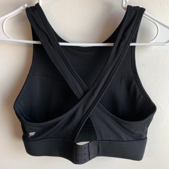Fabletics Black Blare Cross Back Medium Impact Sports Bra - Picture 4 of 8